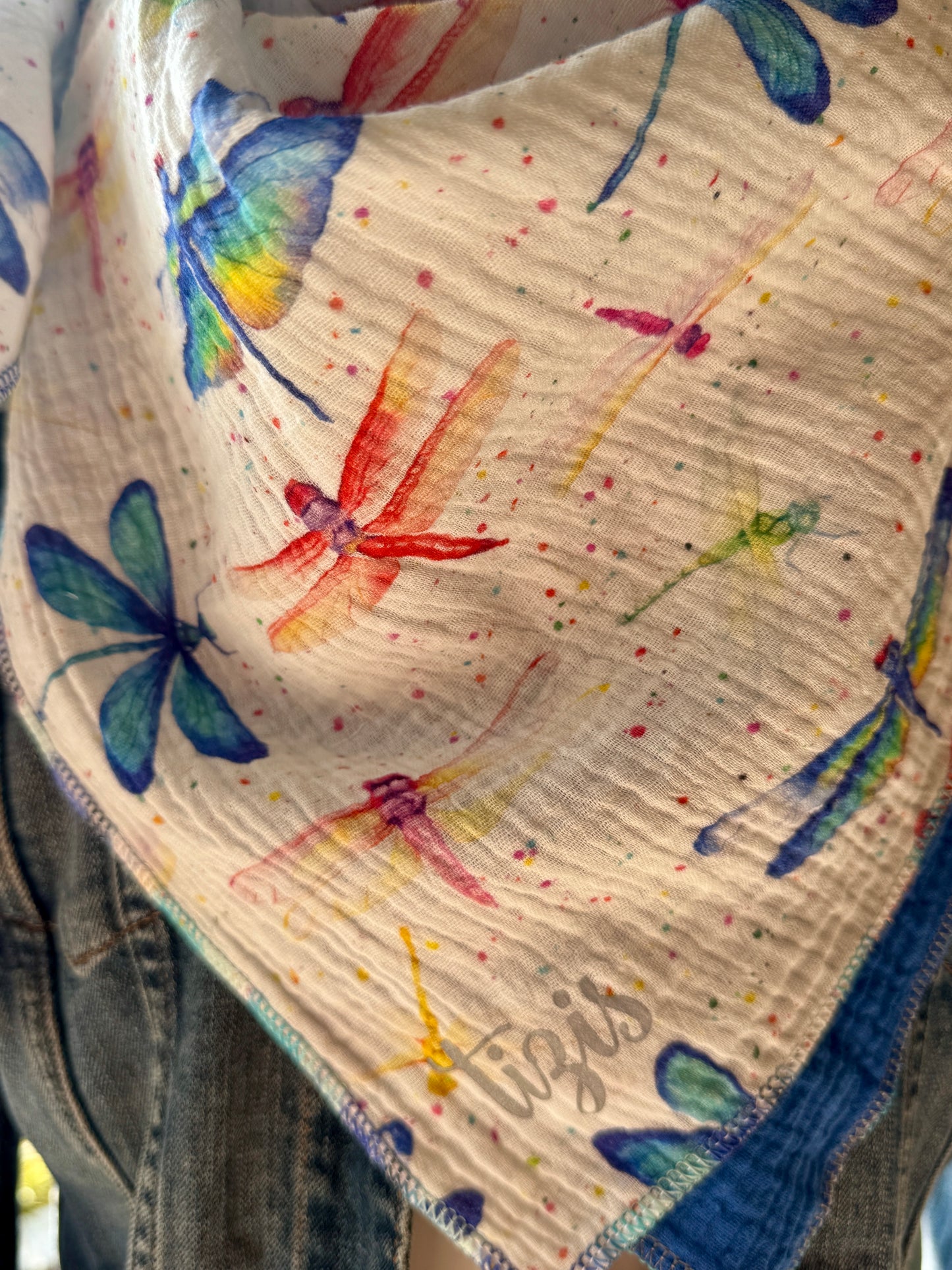 Musselin Halstuch -Bunti Libällä/blau