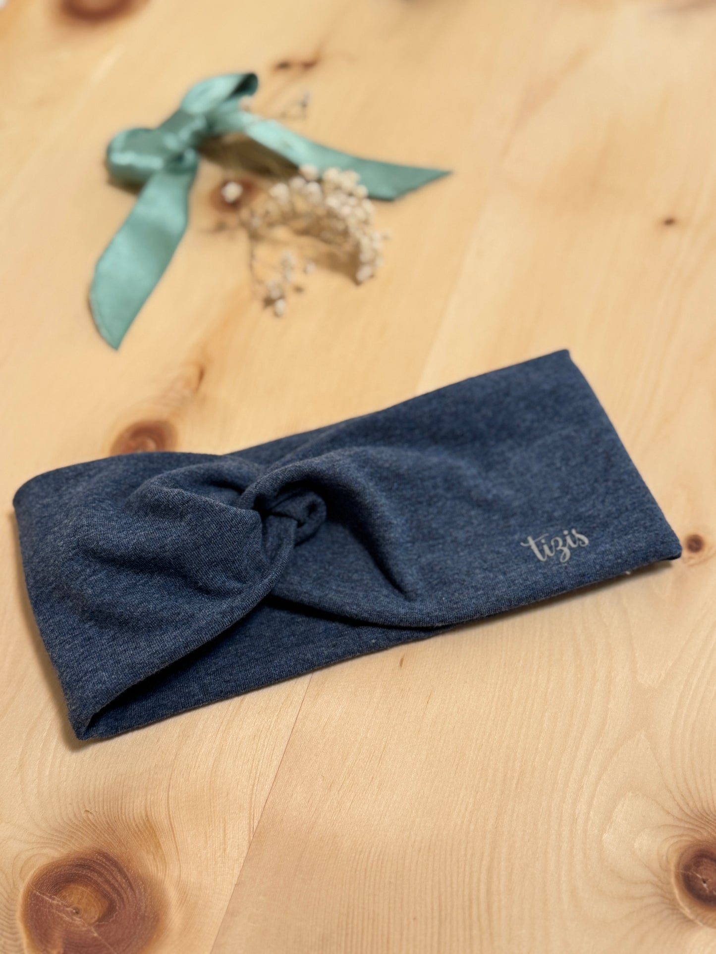 Knotenstirnband blau melange Optik