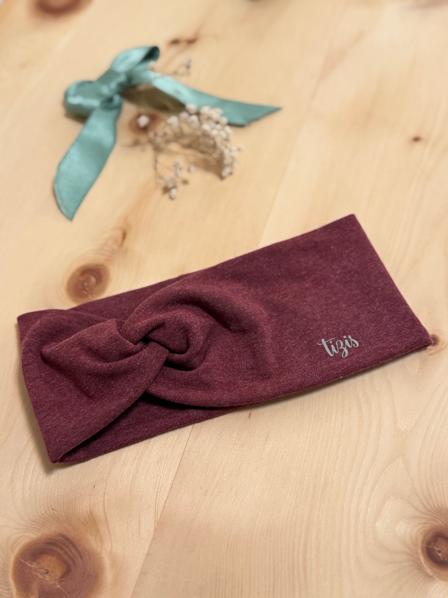 Knotenstirnband bordeaux melange Optik