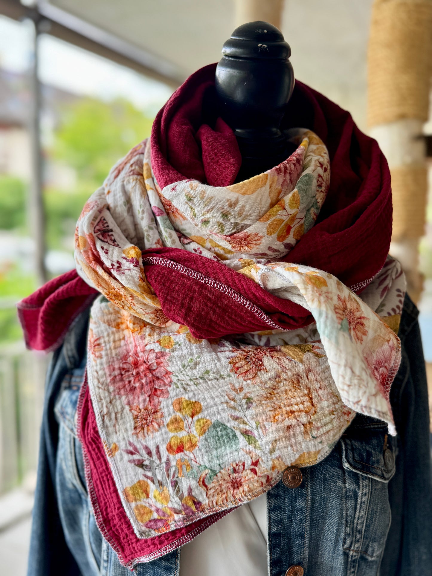 Musselin Halstuch - Bluämätraum/bordeaux