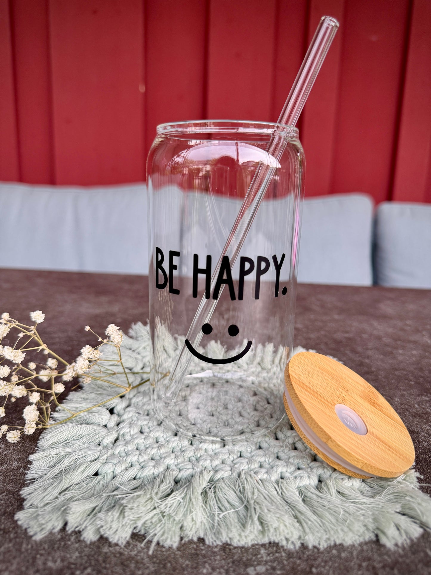Trinkglas „BE HAPPY"