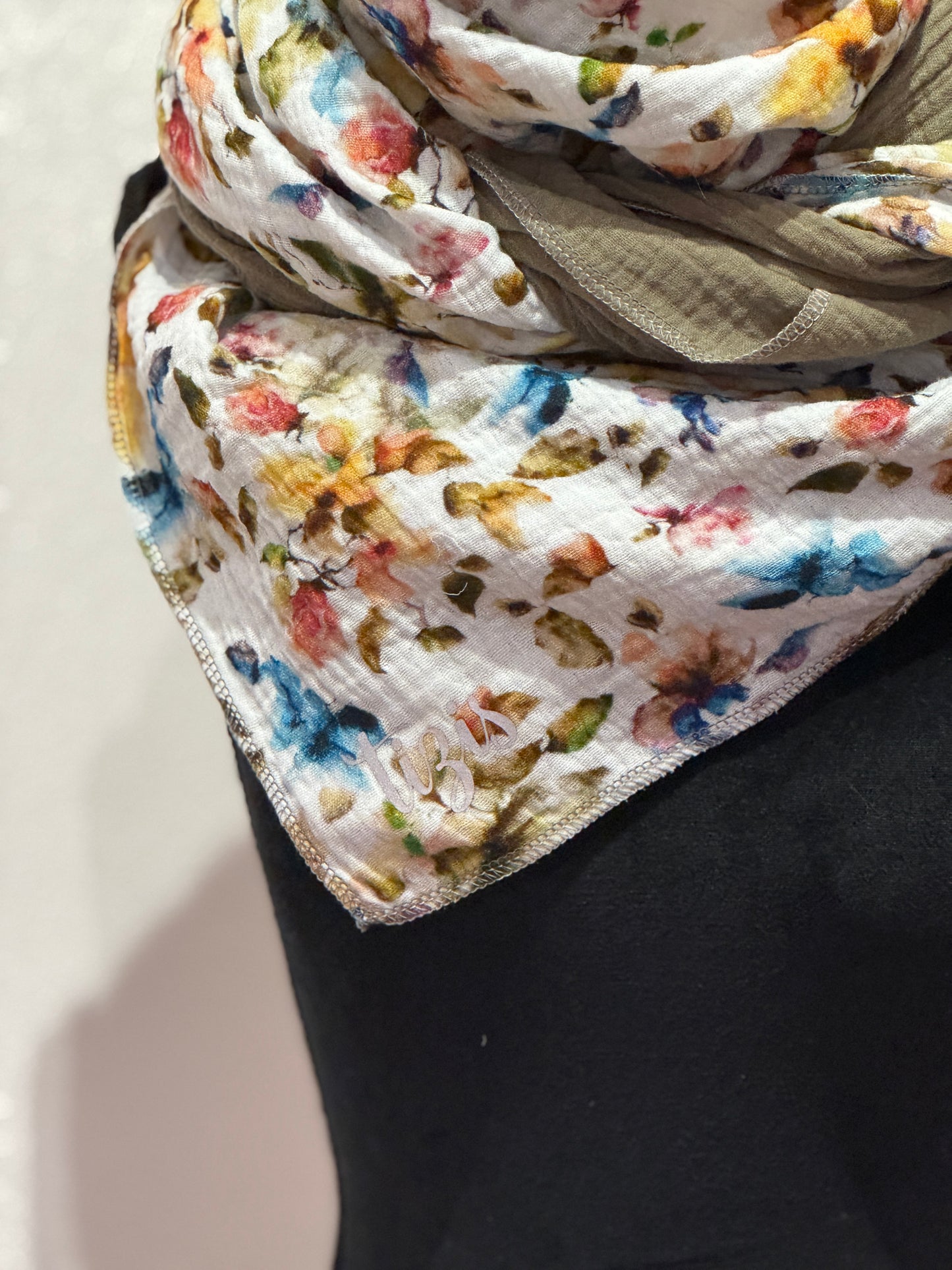 Musselin Halstuch - Bunti Blüätä/grüän