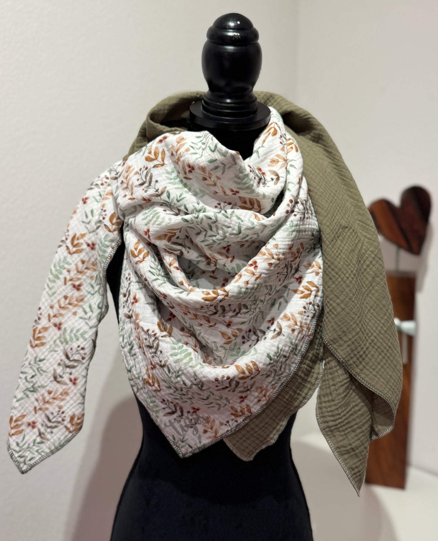 Musselin Halstuch - chlini Zwyg olive
