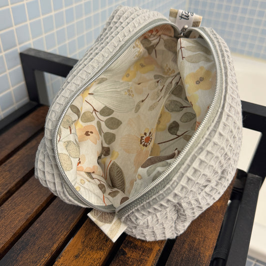 grau - Floral (waffelpique/ Innenstoff gemustert Baumwolle)