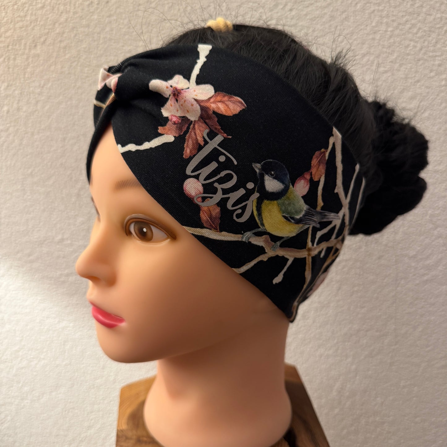 Knotenstirnband Blüätä-Vogäl dunkel