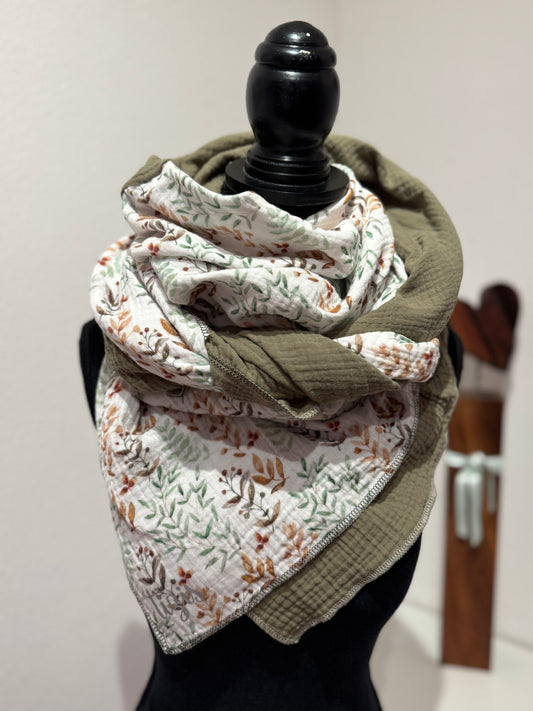 Musselin Halstuch - chlini Zwyg olive