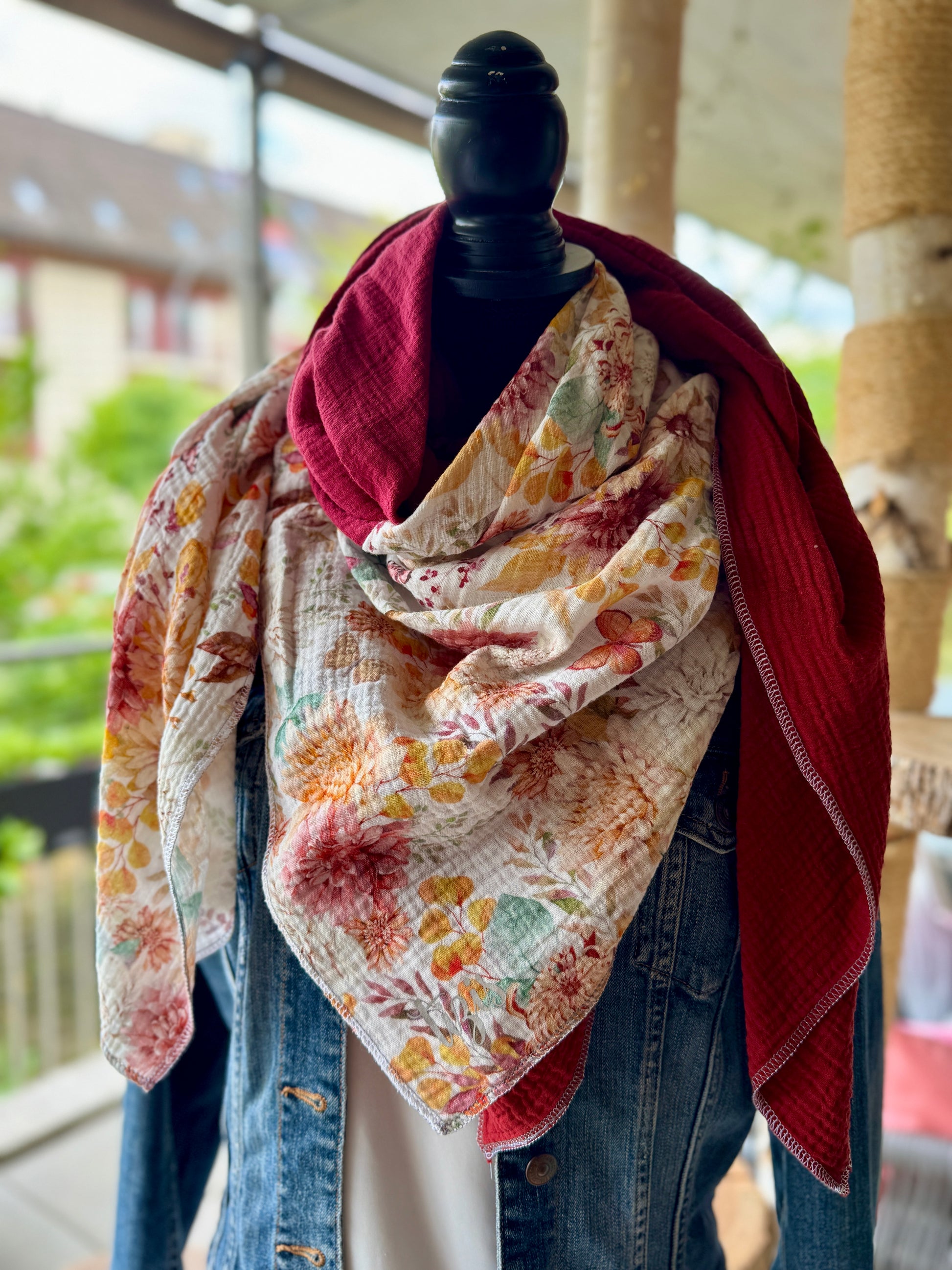 Musselin Halstuch Bluämätraum/bordeaux – tizis