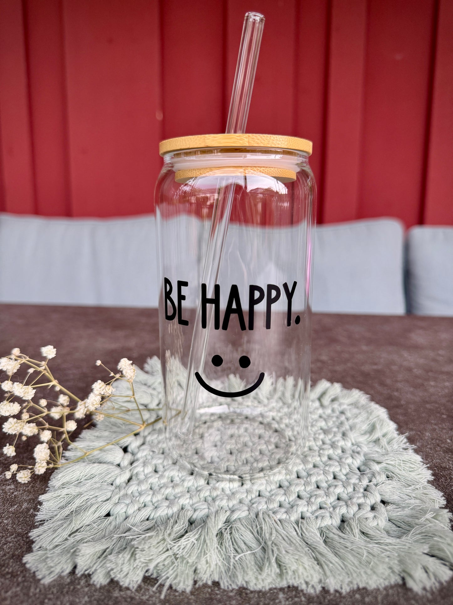 Trinkglas „BE HAPPY"