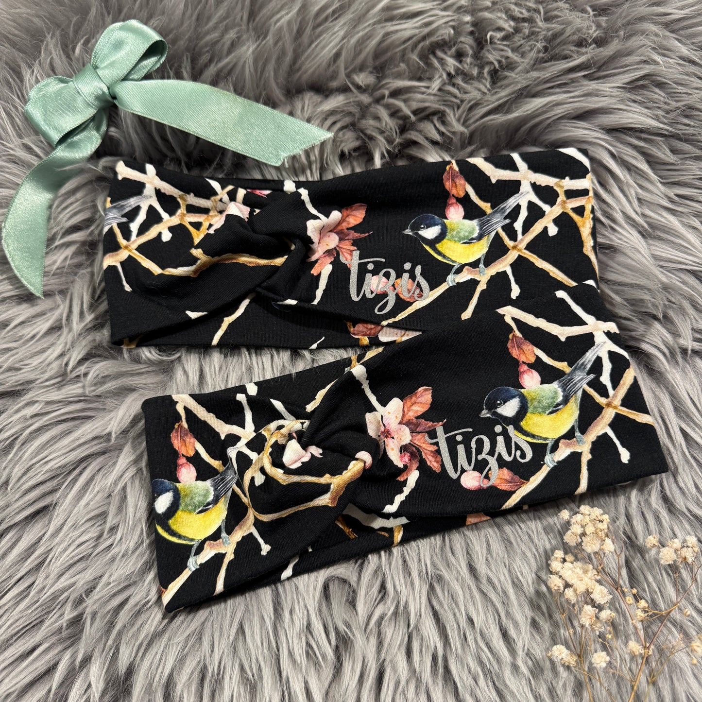 Knotenstirnband Blüätä-Vogäl dunkel