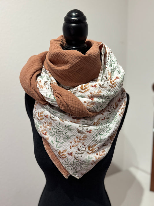 Musselin Halstuch - chlini Zwyg caramel