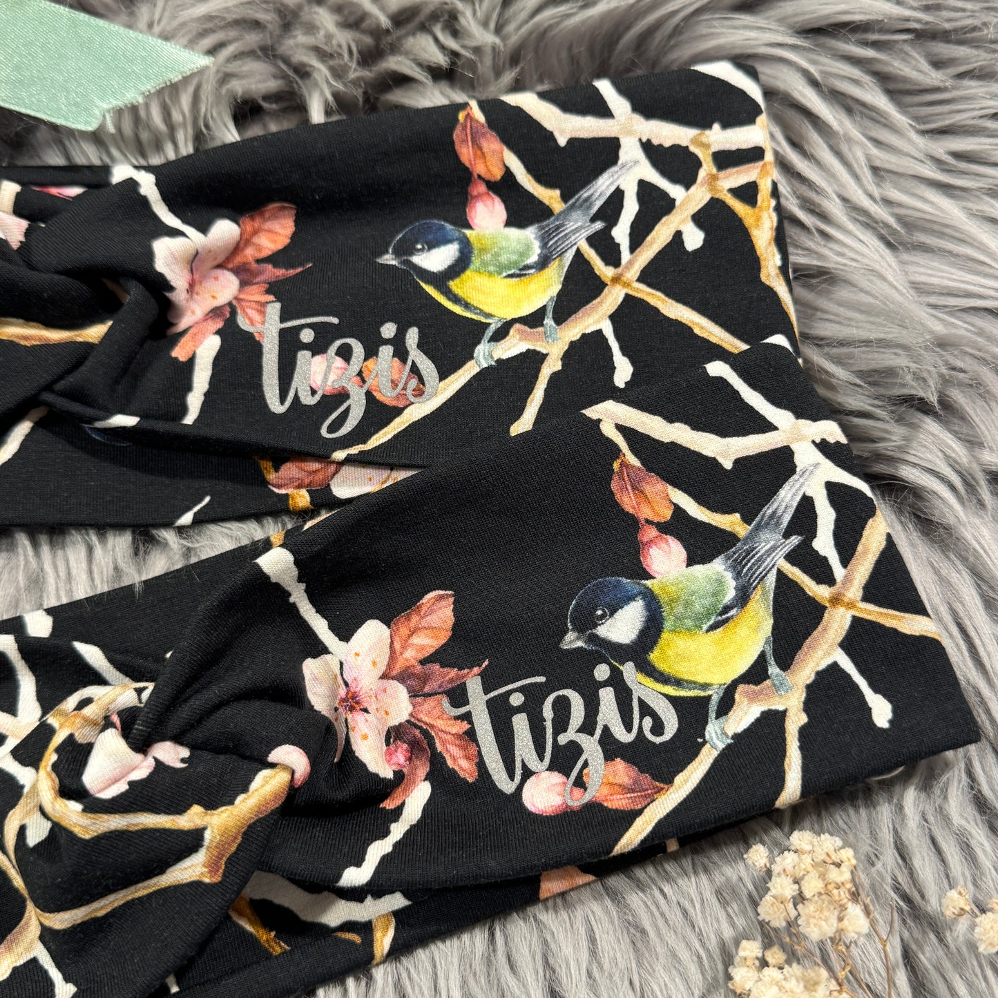 Knotenstirnband Blüätä-Vogäl dunkel