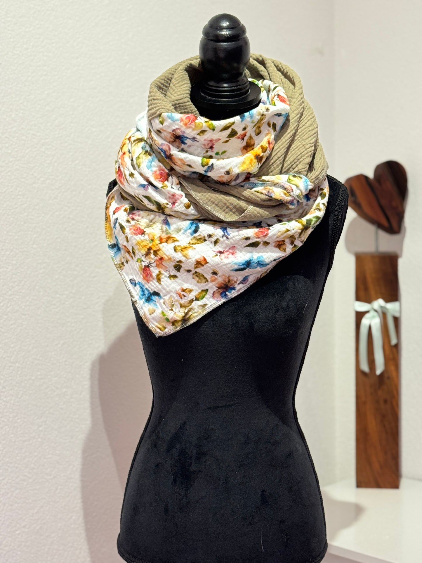 Musselin Halstuch - Bunti Blüätä/grüän